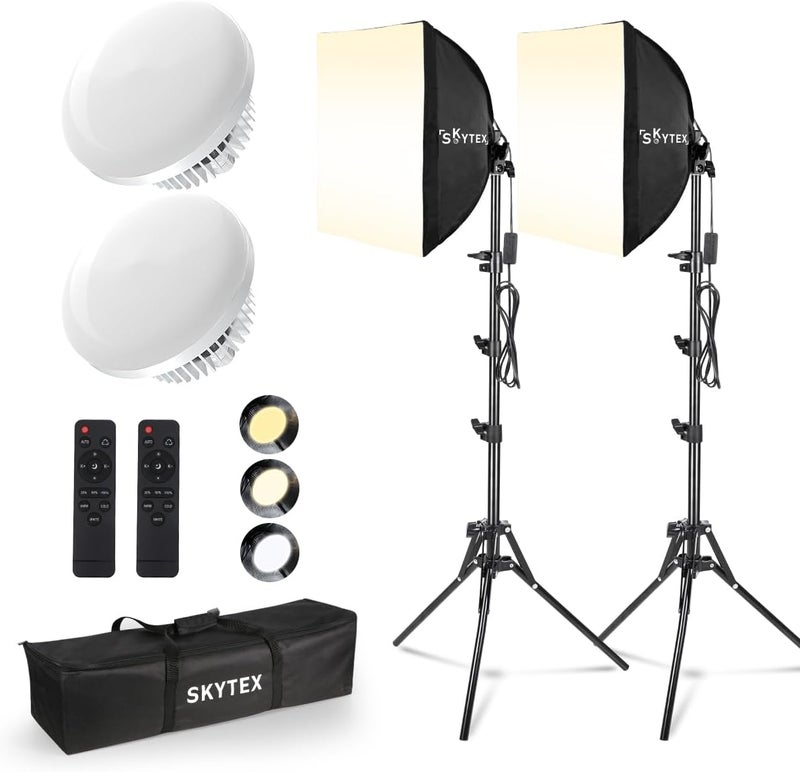 Skytex Softbox Lighting Kit(1Pcak|2Pack),16x16in Soft Box|Upgrade 135W 2700-6400K 100V-240V E27 LEDBulb Continuous Photography Lighting,Photo Studio Light Equipment for Camera Shooting Video Recording - Image 1